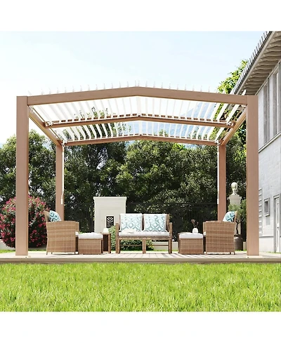 gaomon Louvered Pergola - Outdoor Pergolas with Adjustable Louvered Roof, Reinforced Aluminum Frame, Integrated Drainage System