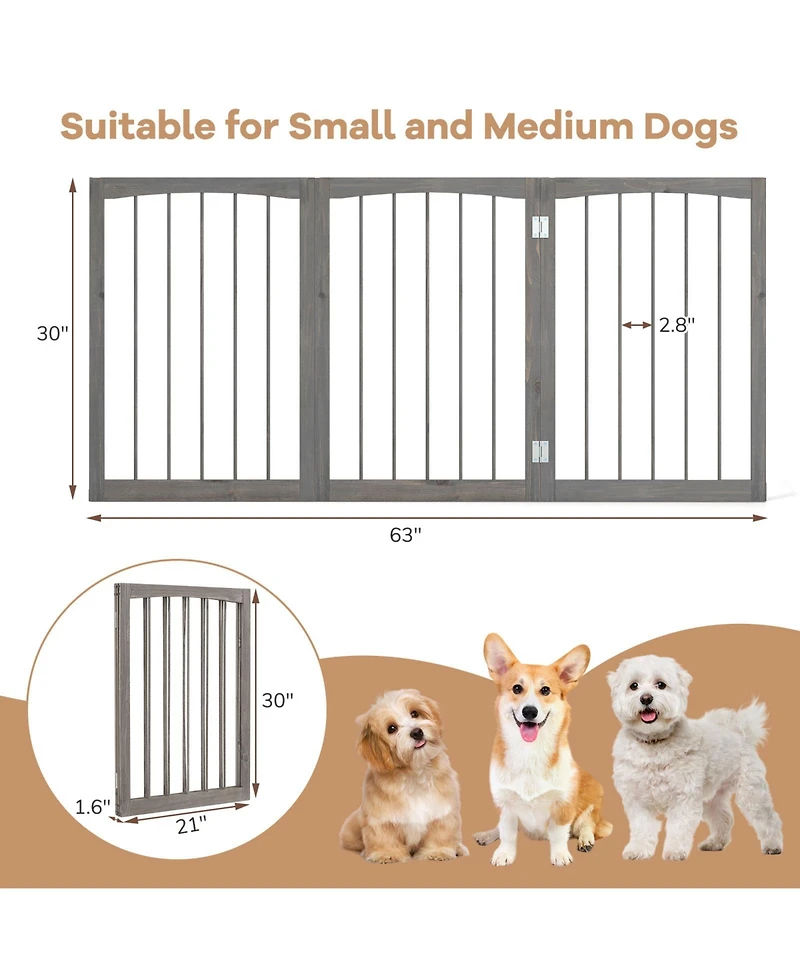 Cozito 30 in Tall Wooden Pet Fence for Cats, Small and Medium Dogs