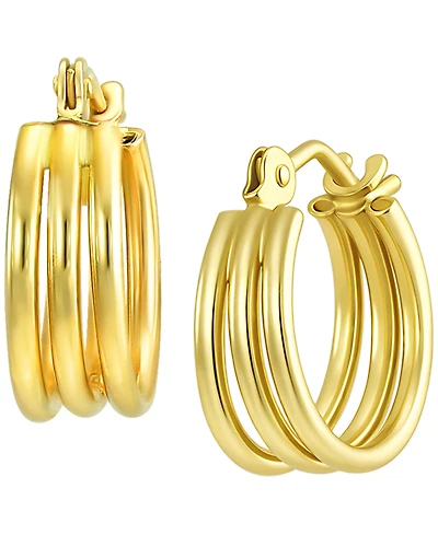 Macy's Three-Row Huggie Hoop Earrings in 10k Yellow Gold