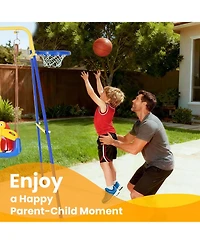 gaomon Upgraded Toddler Swing with Basketball Hoop, Baby Swing Outdoor with Detachable Design, Safety Belt, Foldable Frame for Backyard/Indoor