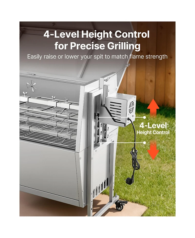 Cozito Rotisserie Grill, 38W Stainless Steel Spit Roaster with Wheels