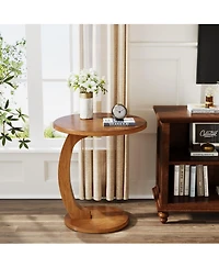Slickblue Round Sofa Side Table with C Shaped Space Saving Design