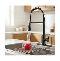 Phying Stainless Steel Kitchen Faucet Single Handle Single Hole or 3 Hole Industrial Pull Down Sprayer Faucet for Farmhouse Camper Rv Laundry Wet