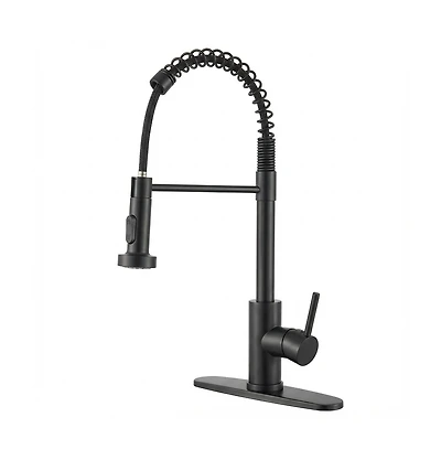 Phying Stainless Steel Kitchen Faucet Single Handle Single Hole or 3 Hole Industrial Pull Down Sprayer Faucet for Farmhouse Camper Rv Laundry Wet