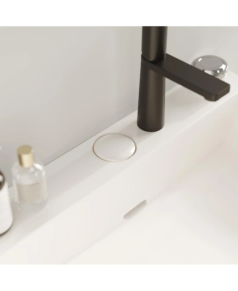 Sillysis Bathroom Vanity with Ceramic Integrated Sink, Metal Storage Shelf, Modern Freestanding Cabinet for Small Spaces