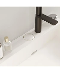 Sillysis Bathroom Vanity with Ceramic Integrated Sink, Metal Storage Shelf, Modern Freestanding Cabinet for Small Spaces