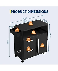 gaomon Stainless Steel Kitchen Island with Storage Cabinet for Kitchen with Hooks, Spice Rack
