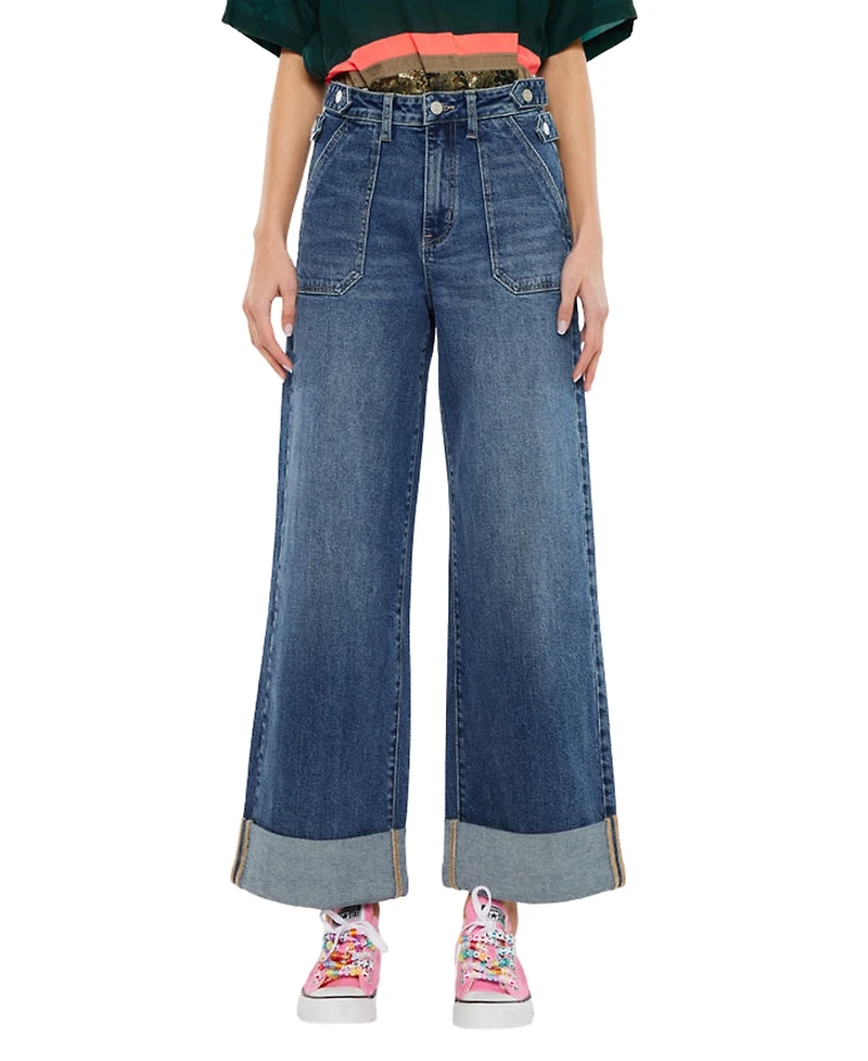 KanCan Women's Haylee Ultra High Rise 90's Wide Leg Jeans