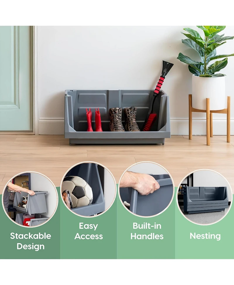 Iris Usa Open Front Storage Bins, Heavy Duty Stackable Bins