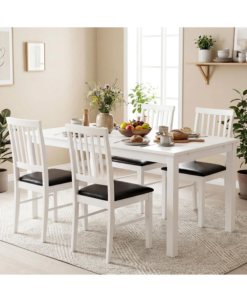 Gymax Dining Chairs Set of 4 With Hollowed Backrest Padded Seat and Rubber Wood Legs