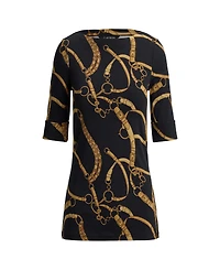 Lauren Ralph Petite Belting Print Boat Neck T-Shirt