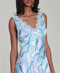 Avec Les Filles Women's Lace Trim Bias Mini Dress