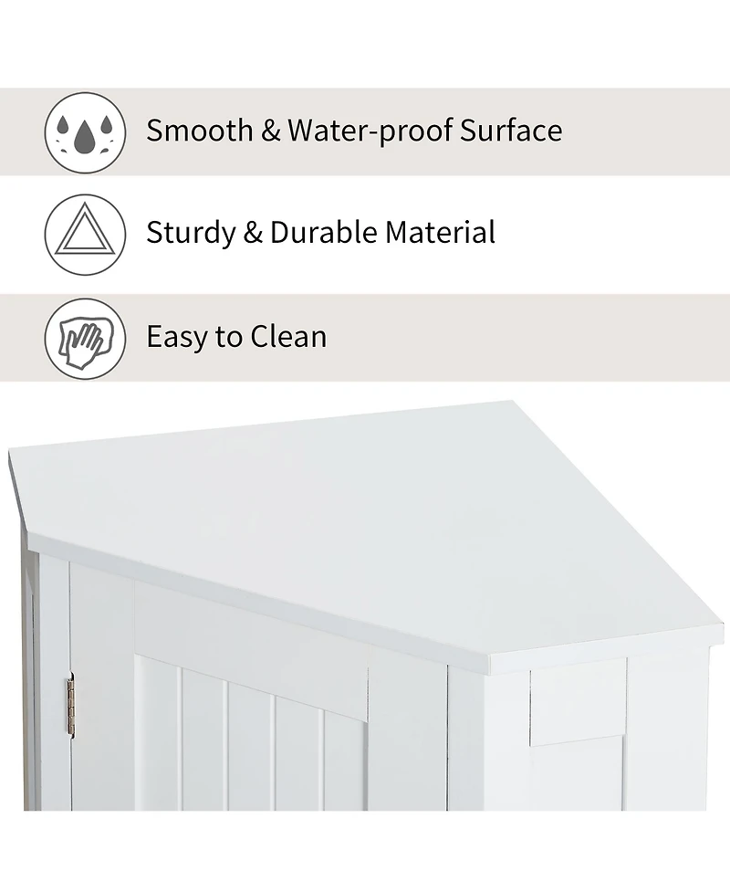 Midola Bathroom Cabinet Triangle Corner Storage Cabinet with Adjustable Shelf Modern Style Mdf Board
