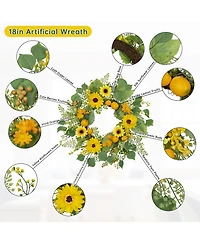 Gnuadz 19.7 " Lemon Sunflower Fern Wreath Silk Decor