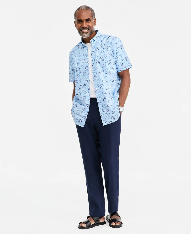 Club Room Men's Ketch Floral Poplin Short-Sleeve Shirt, Macy's Exclusive - Print