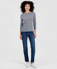 Style & Co Petite Cotton Boat-Neck 3/4-Sleeve Top, Macy's Exclusive