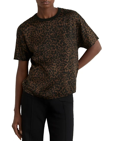 Reiss Women's Silk Animal-Print Short-Sleeve Top