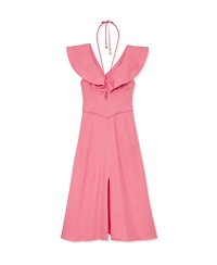 Reiss Women's Ruffle Tie-Neck Keyhole Midi Dress