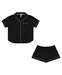 Flora by Nikrooz Women's Gabriella Notch Collar Shirt and Pajama Shorts, 2-Piece Set