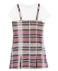 Rare Editions Girls' 7-16 Plaid Pleated Short-Sleeve Top and Dress, 2-Piece Set