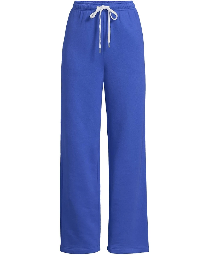 Lands' End Women's Petite Serious Sweats High Rise Relaxed Straight Leg Pants - Set Bottom