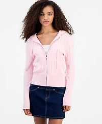 Madden Girl Women's Cable-Knit Zippered Hoodie