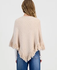 Hippie Rose Juniors' Fringed Poncho Sweater