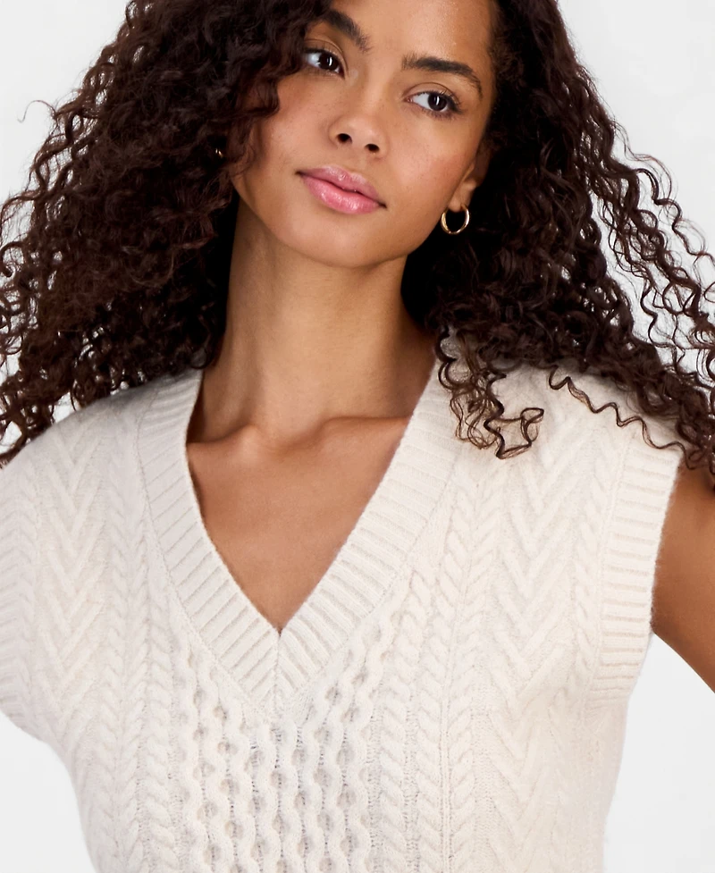 Hooked Up by Iot Juniors' Cable-Knit Sweater Vest