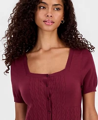 Hooked Up by Iot Juniors' Short-Sleeve Babydoll Sweater