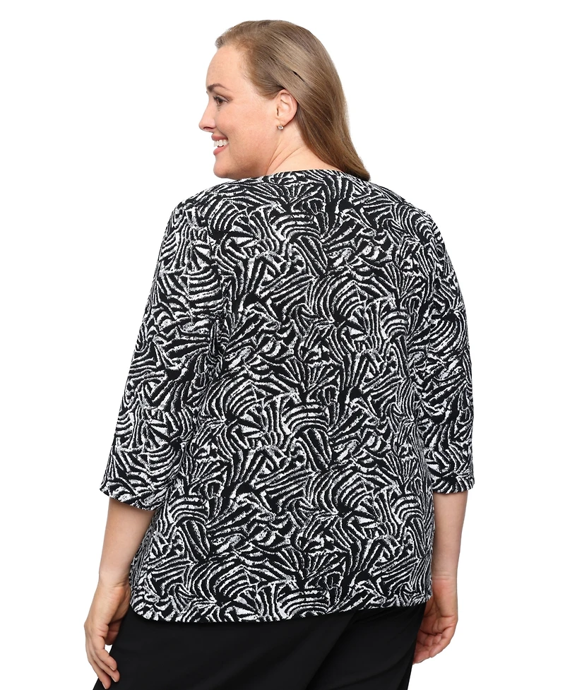 Alex Evenings Plus Glitter Knit Top and Jacket, 2-Piece Set