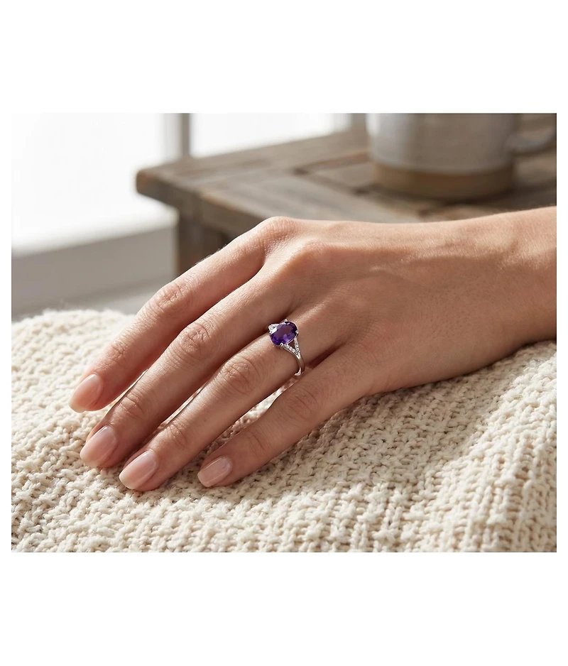 Bling Jewelry Classic Oval Gemstone Halo Statement Ring 3.8CT Cz Purple Amethyst, Zircon .925 Sterling Silver