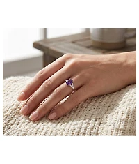 Bling Jewelry Classic Oval Gemstone Halo Statement Ring 3.8CT Cz Purple Amethyst, Zircon .925 Sterling Silver
