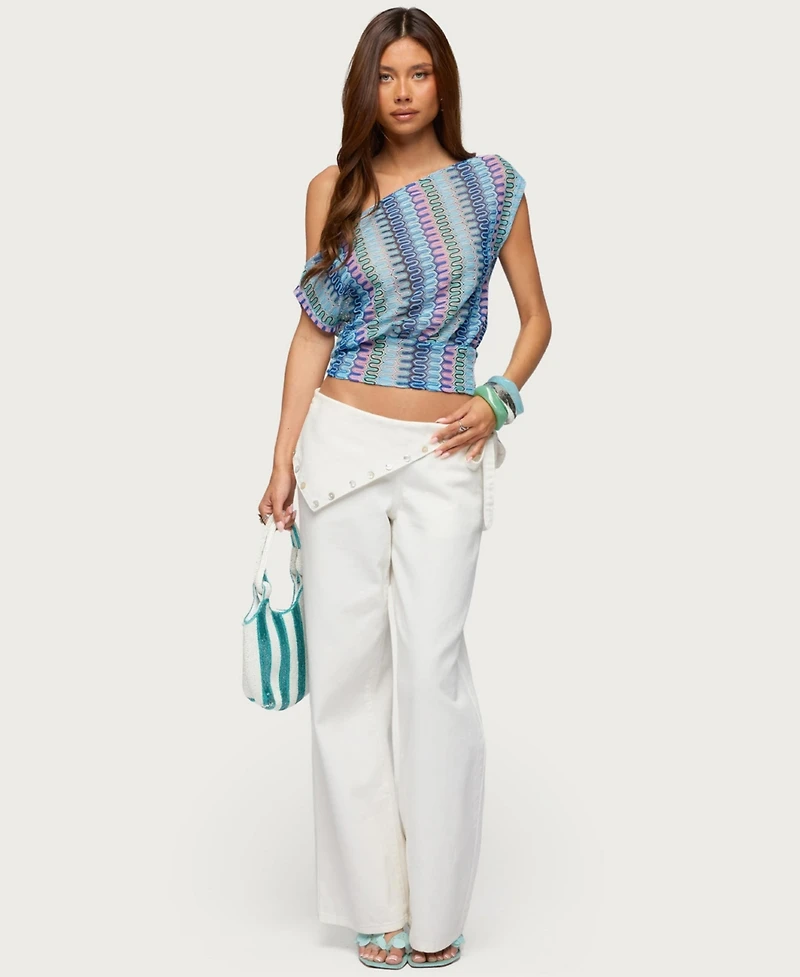 Edikted Women's Taniya Off Shoulder Zigzag Knit Top