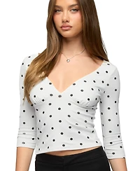 Edikted Women's Katey V Neck Polka Dot Top