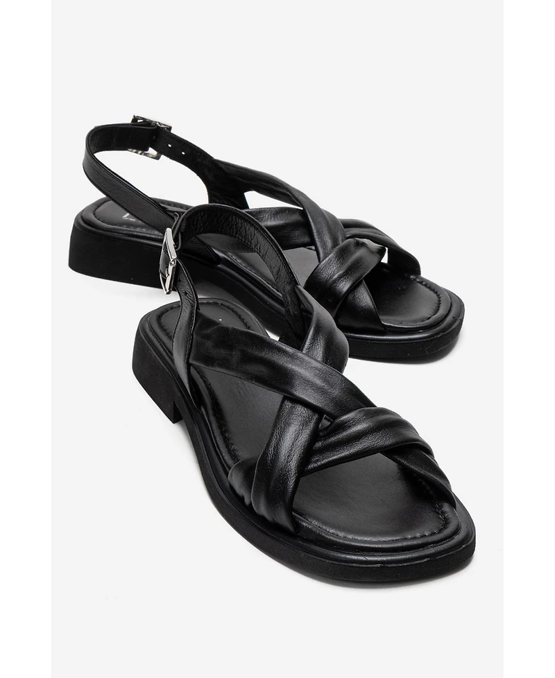 Forever & Always Shoes Women's Frand Leather Crisscross Strap Sandal