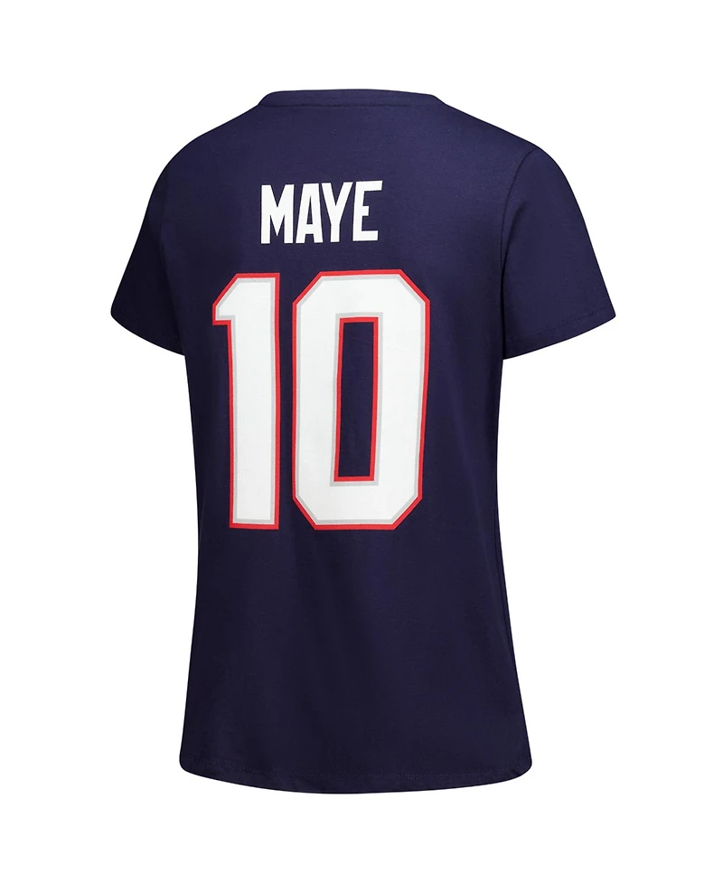 Fanatics Women's Drake Maye Navy New England Patriots Plus Name Number V-Neck T-Shirt