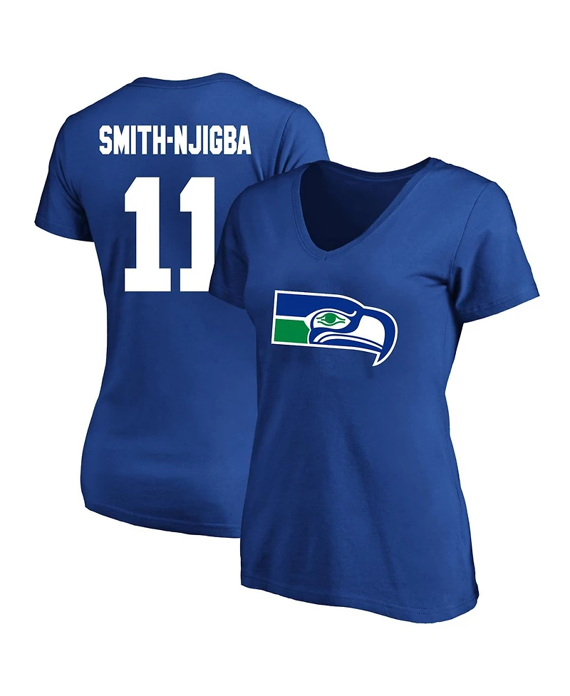 Fanatics Women's Jaxon Smith-Njigba Royal Seattle Seahawks Plus Name Number V-Neck T-Shirt