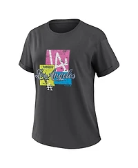 Wear by Erin Andrews Women's Charcoal Los Angeles Dodgers Domestic Box Color Boyfriend T-Shirt