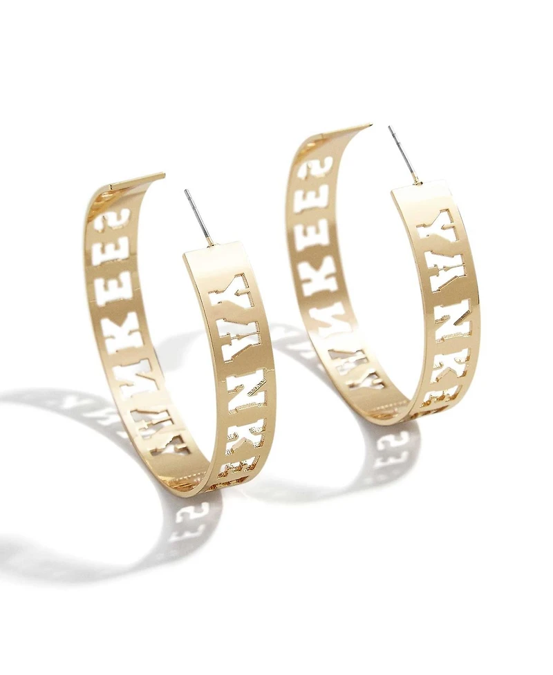 Wear by Erin Andrews x Baublebar Women's New York Yankees Large Cutout Hoop Earrings