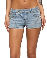 Edikted Women's Western Stitch Studded Denim Micro Shorts