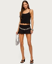 Edikted Women's Pleated Chain Belt Mini Skort