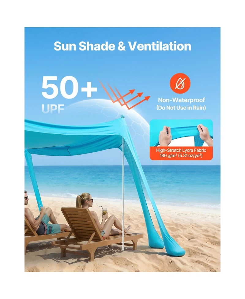 Cozito Beach Tent Sun Shelter 10 x 10 feet with Sandbags and Stability Poles