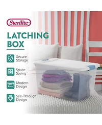 Sterilite 64Qt Latching Box Stackable Storage Container with Lid, White, 16 Pack