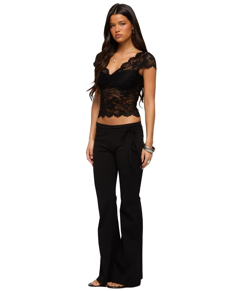 Edikted Women's Elza Scalloped Sheer Lace Top