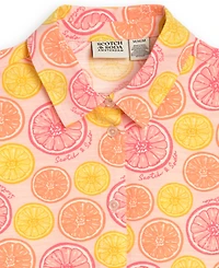 Scotch & Soda Girls' 4-6X Citrus Print Button-Front Top and Shorts, 2-Piece Set