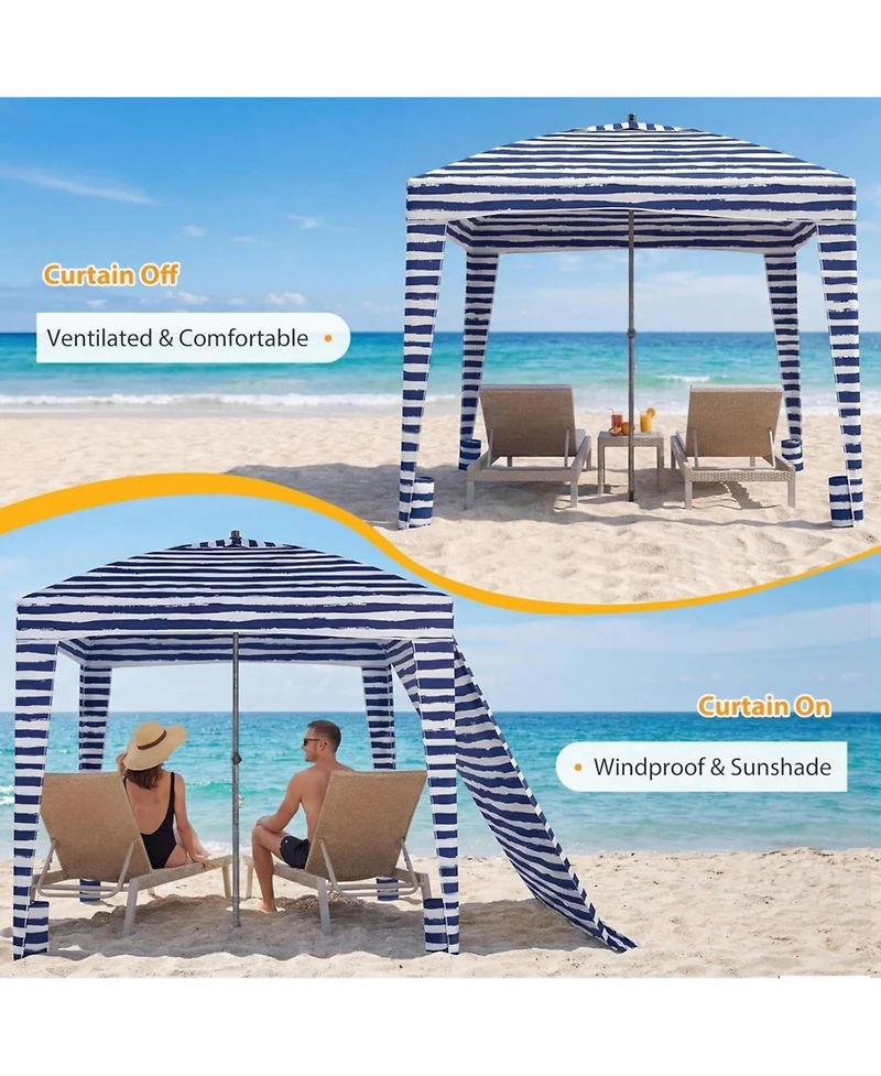 Yiortwo 6x6 Feet Beach Tent Sun Shelter UPF50+ Portable Canopy With Side Walls
