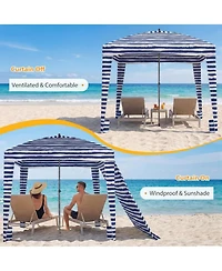 Yiortwo 6x6 Feet Beach Tent Sun Shelter UPF50+ Portable Canopy With Side Walls