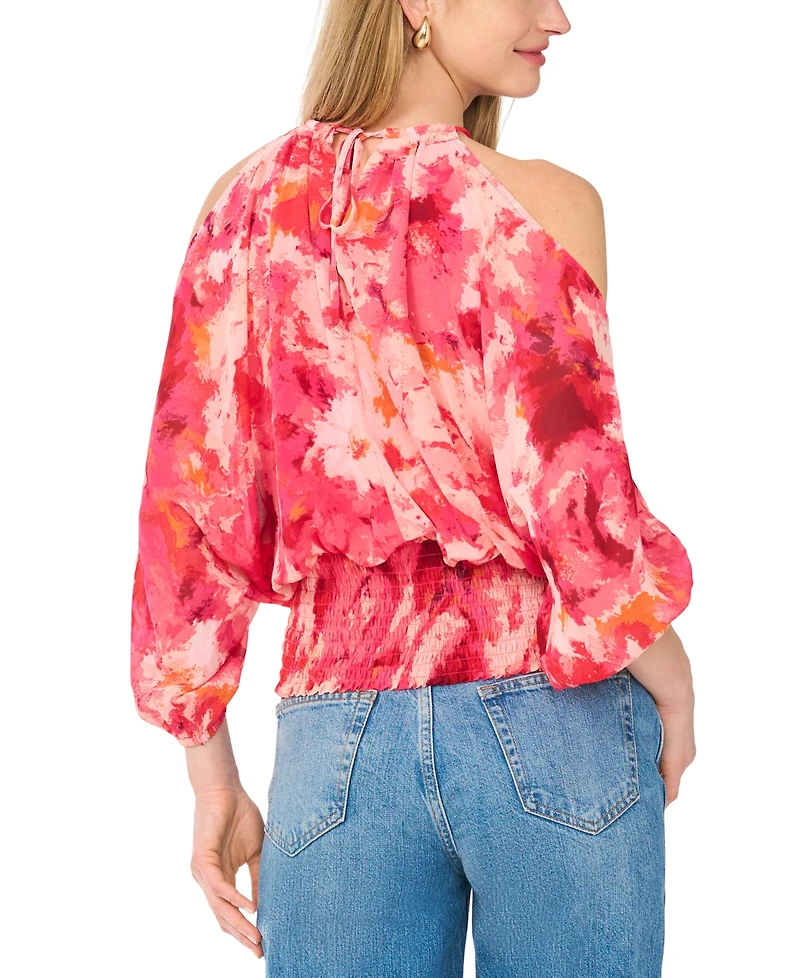 Sam & Jess Women's Cold-Shoulder Smocked-Waist Blouse