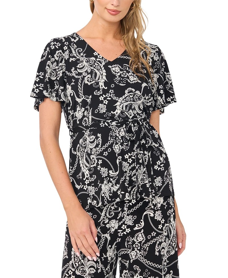 Sam & Jess Women's V-Neck Flutter-Sleeve Tunic Top
