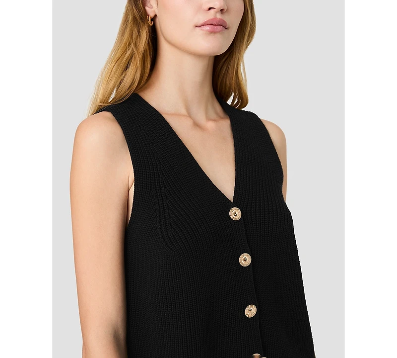 French Connection Women's Mozart V-Neck Sleeveless Rib Knit Vest